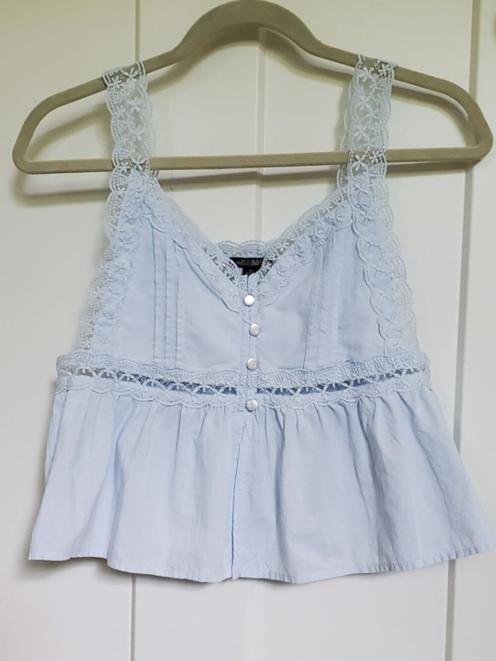 NWOT Wild Fable Lace Cropped Sleeveless Blue Top. Size XS